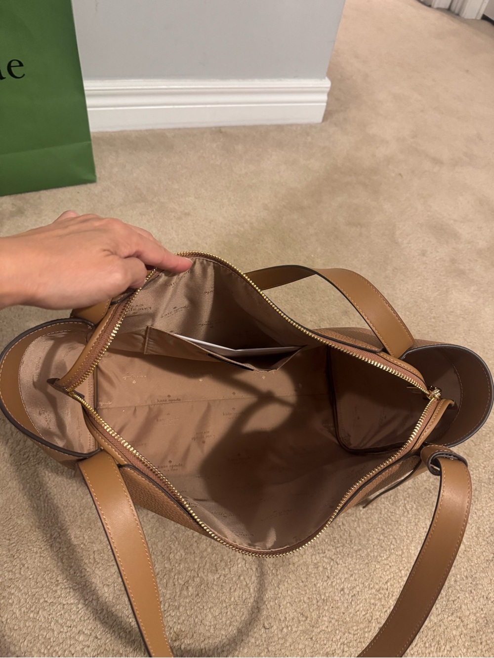 NWT - Kate Spade Pebbled Leather Shoulder Tote in Tan - Picture 7 of 12
